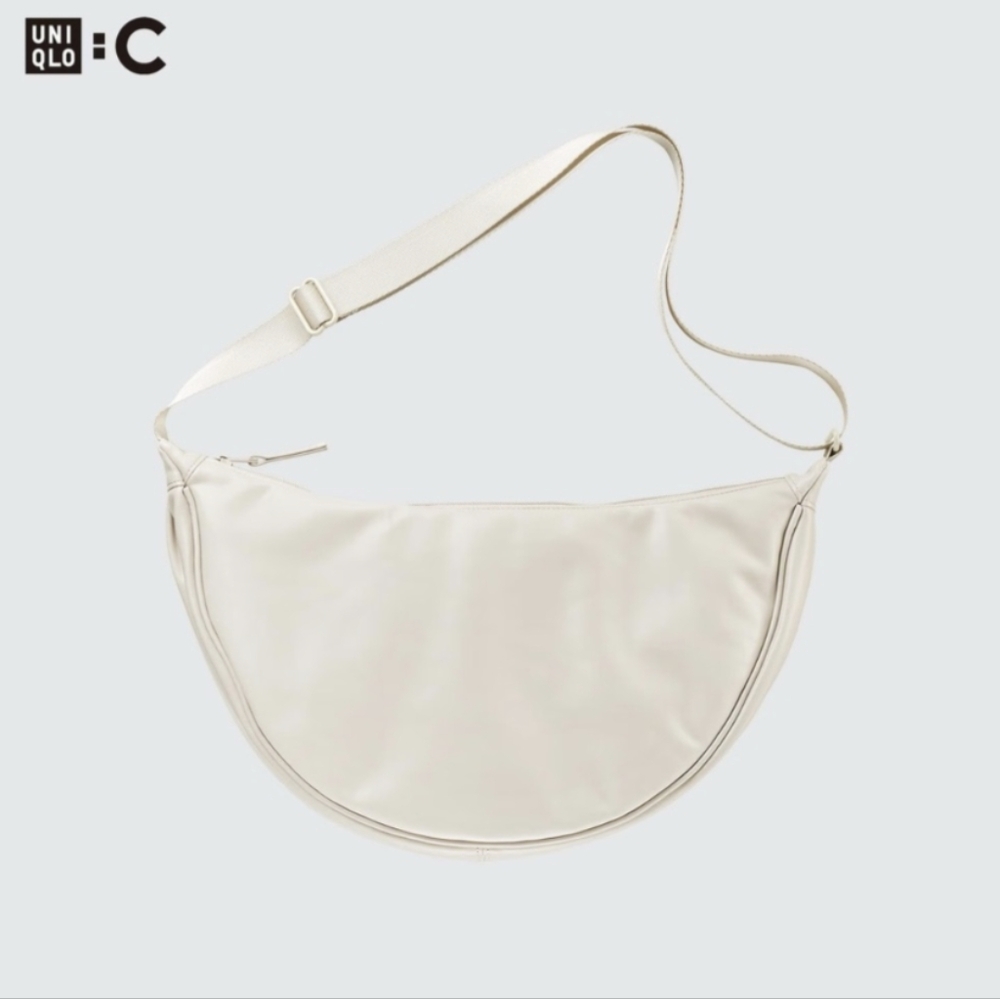 Uniqlo Faux Leather Round Shoulder Bag - Off White
